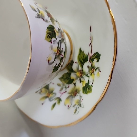 Vintage Delphine White Dogwood Cup and Saucer. Canadian Dogwood Design England - Picture 5 of 7